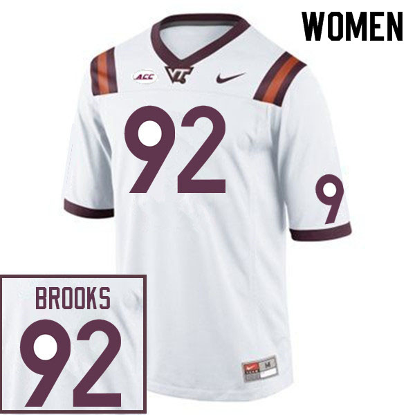 Women #92 Sam Brooks Virginia Tech Hokies College Football Jerseys Sale-White